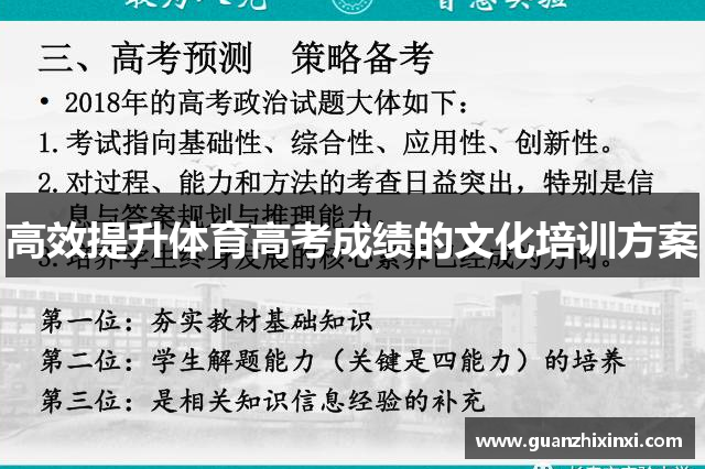 高效提升体育高考成绩的文化培训方案
